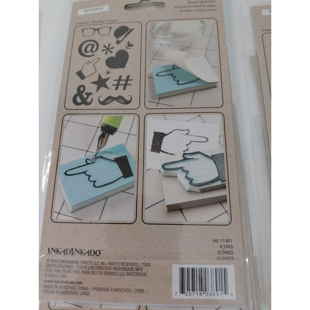 Inkadorinkado Crafting Lot: Unmounted Stamps, Sticky Stencils, Carving Transfers
